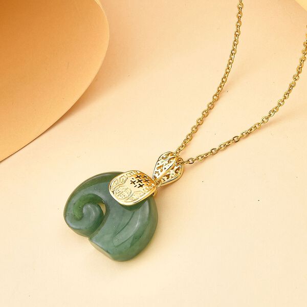 Gr&uuml;ner Aventurin Schmuckset Reines Messing, Reiner Edelstahl IP-Gelbbeschichtung ca. 25.00 ct image number 2