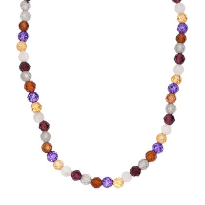 Mehrfarbig Edelsteine Halskette ca. 50 cm 925 Silber rhodiniert ca. 28.00 ct