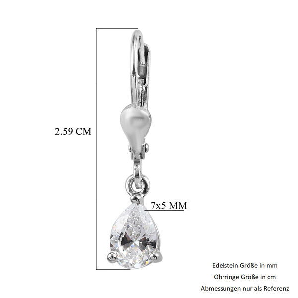 LUSTRO STELLA Hergestellt mit ZIRKONIA Tropfen Ohrringe 925 Silber Platin-&Uuml;berzug image number 3