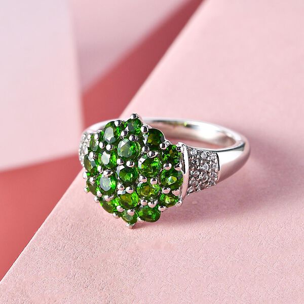 Natürlicher Chromdiopsid-Ring, 925 Silber platiniert  ca. 1,73 ct image number 2