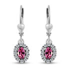 Rosa Turmalin und weiße Zirkon-Ohrringe, 925 Silber platiniert ca. 0.95 ct