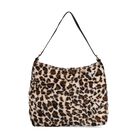 Leopardenmuster-Fellimitat-Tasche, 46x11x35 cm, Schwarz-Braun