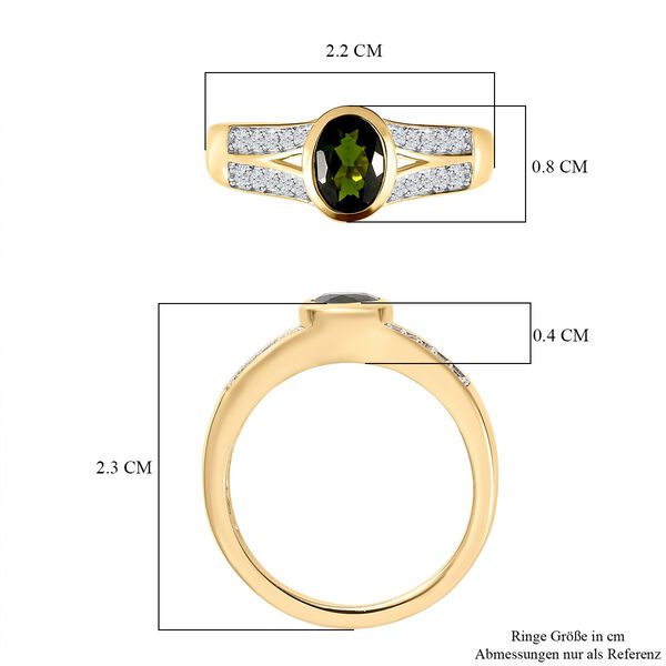 Nat&uuml;rlicher Chromdiopsid, wei&szlig;er Zirkon Ring, 925 Silber vergoldet (Gr&ouml;&szlig;e 17.00), ca. 0.95 ct image number 7