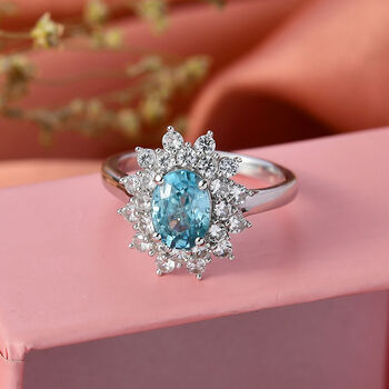 D'Joy AA blauer und wei&szlig;er Zirkon Ring - 3,25 ct.