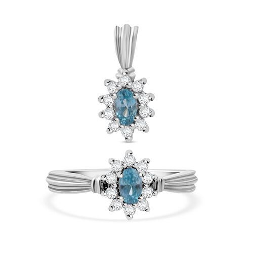 D'Joy AA blaues Zirkon und Moissanit Schmuckset - 1,14 ct. image number 0