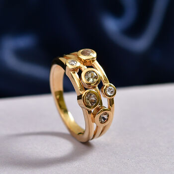 D'Joy AA nat&uuml;rlicher goldener Tansanit und Zirkon Ring  - 0,54 ct.