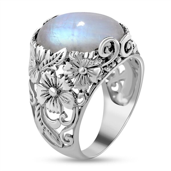 Royal Bali Kollektion- Regenbogen Mondstein Cocktail Ring image number 3