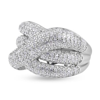 Wei&szlig;er Zirkon Ring, 925 Silber rhodiniert (Gr&ouml;&szlig;e 19.00) ca. 2.76 ct