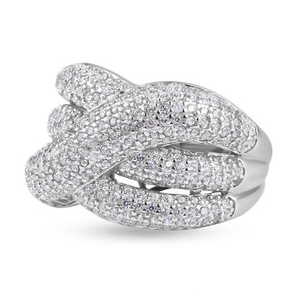 Wei&szlig;er Zirkon Ring, 925 Silber rhodiniert (Gr&ouml;&szlig;e 19.00) ca. 2.76 ct