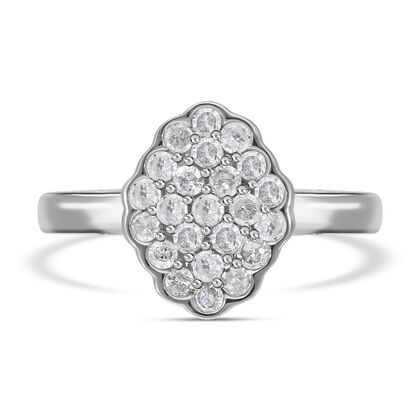 Wei&szlig;er Diamant Ring, 925 Silber platiniert (Gr&ouml;&szlig;e 20.00) ca. 0.50 ct