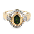 Natürlicher Chromdiopsid und Zirkon Ring 925 Silber vergoldet (Größe 16.00) ca. 1,18 ct