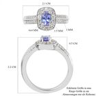 Tansanit und Zirkon Halo Ring 925 Silber Platin-Überzug image number 6
