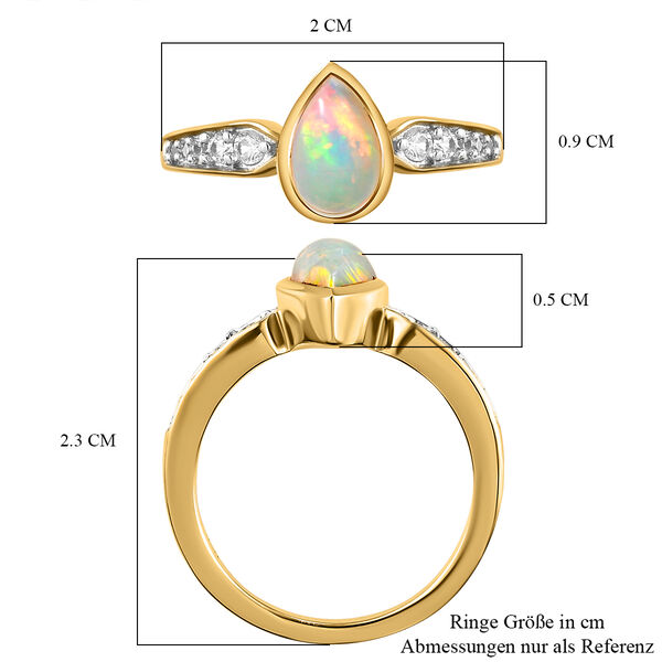 Natürlicher, äthiopischer Opal und weißer Zirkon-Ring, 925 Silber vergoldet  ca. 0,80 ct image number 7