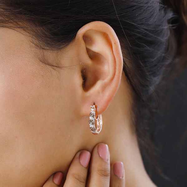 Nat&uuml;rliche Champagner Diamant Creolen, 925 Silber Ros&eacute;gold Vermeil, ca. 0.50 ct image number 3