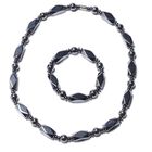 2er- Set Hämatit flexibel Armband und Halskette ca. 50 cm lange
