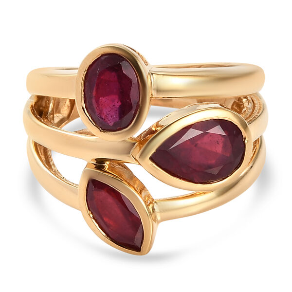 Afrikanischer Rubin Ring 925 Silber 585 Vergoldet