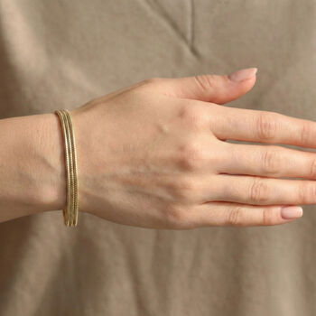 MULTI LINES SILK SNAKE 925 Silber vergoldet Armband ca. 18 cm + 2.5 cm Extender, ca. 3,15g