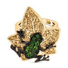 Natürlicher Chromdiopsid, Citrin Ring 925 Silber 750 Gelbgold Vermeil (Größe 18.00) ca. 1,15 ct