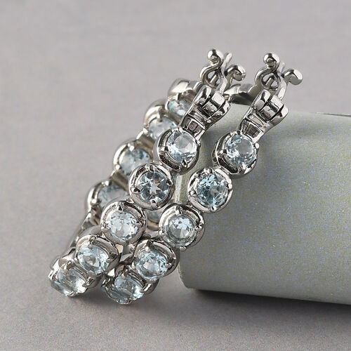 Himmelblaue Topas Creolen Edelstahl ca. 6,14 ct image number 1