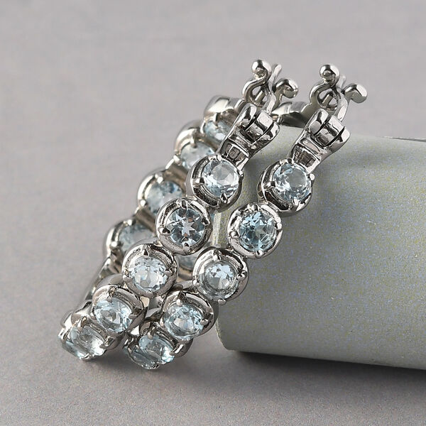 Himmelblaue Topas Creolen Edelstahl ca. 6,14 ct image number 2