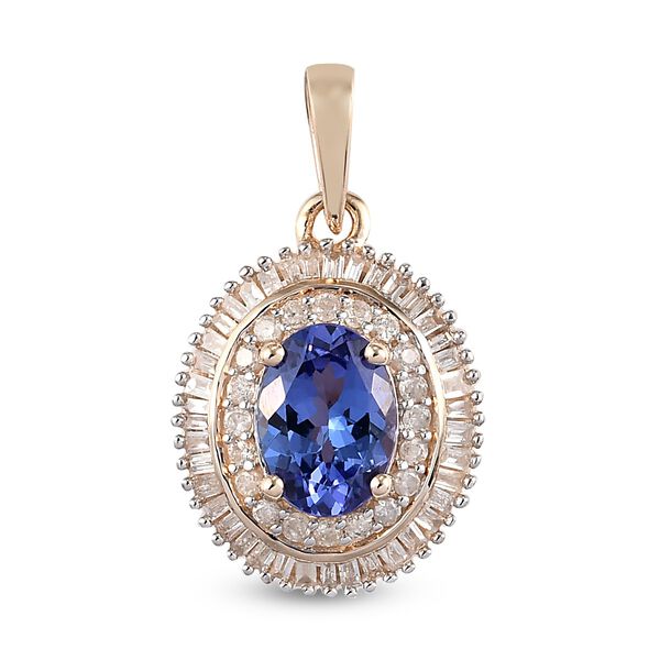 AA Tansanit und Diamant-Halo-Anhänger, 375 Gelbgold ca. 1,58 ct image number 0