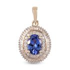 AA Tansanit und Diamant-Halo-Anhänger, 375 Gelbgold ca. 1,58 ct