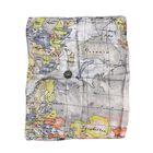 100% natürlicher Satin Seiden Schal, Weltkarte Muster, Weiß image number 4