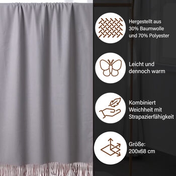 Luxuri&ouml;ser Winterschal mit Fransen, Dunkelgrau/Bordeaux