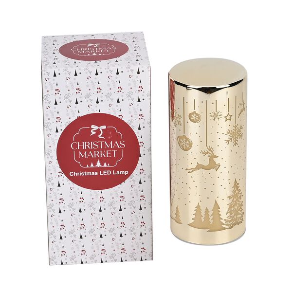 LED-Deko-Zylinder aus Glas mit Weihnachts-Motiven, Gold image number 5