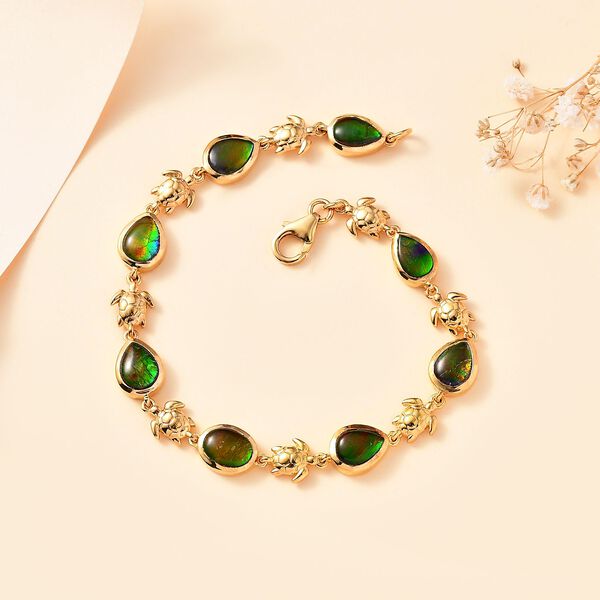 Ammolit Armband ca. 19 cm 925 Silber 750 Gelbgold Vermeil ca. 8.68 ct image number 2