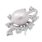 Süßwasser Perle und Simulierter Weißer Diamant Anhänger 925 Silber rhodiniert ca. 0,77 ct image number 2