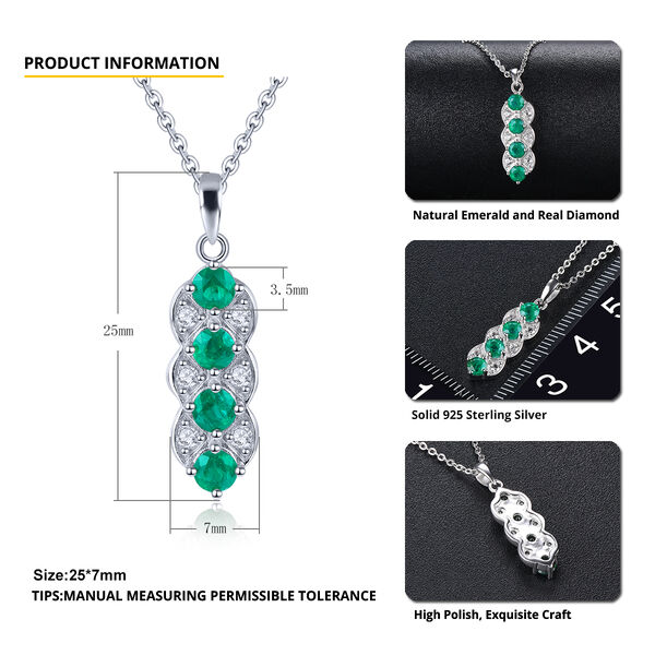AAA Kagem sambischer Smaragd und Zirkon-Anh&auml;nger mit Kette - 0,94 ct. image number 5
