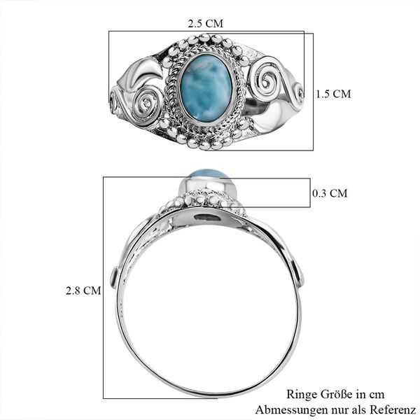 Royal Bali Kollektion - Larimar Ring 925 Silber (Gr&ouml;&szlig;e 16.00) ca. 1.51 ct image number 5