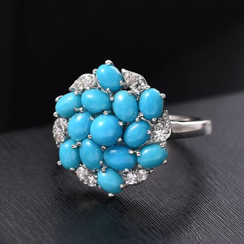Türkisfarbener Wirbel -AA Sleeping Beauty Türkis Ring 925 Silber rhodiniert (Größe 21.00) ca. 2.46 ct image number 1