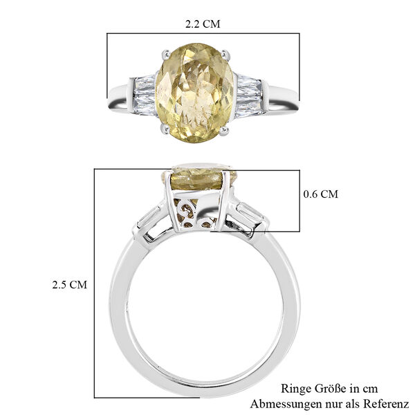 Gelber Apatit und Zirkon Ring 925 Silber platiniert  ca. 2,91 ct image number 6