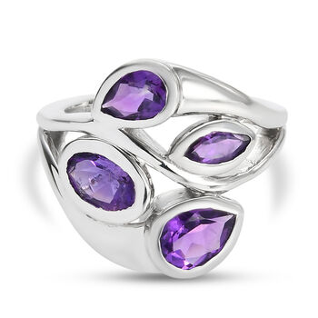 Afrikanischer Amethyst Ring Messing platiniert (Gr&ouml;&szlig;e 16.00) ca. 1,74 ct