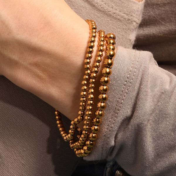 5er-Set – Kugel-Perlen-Armbänder in Goldton image number 12