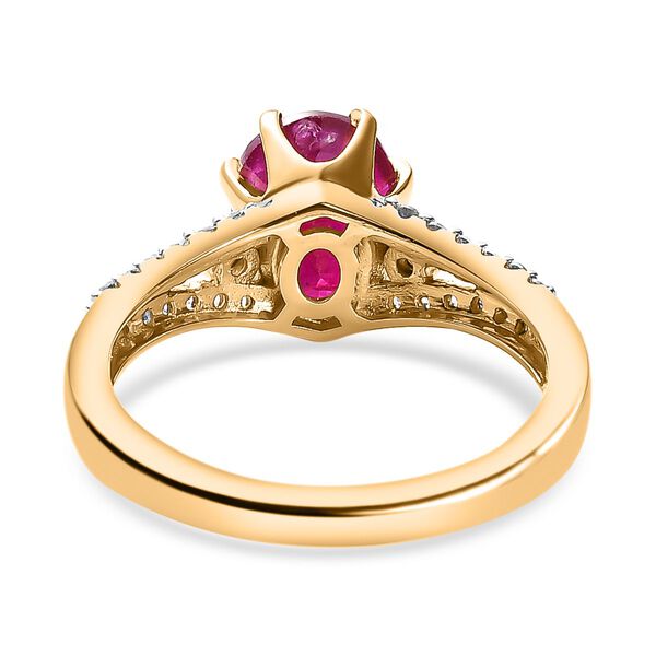 Afrikanischer Rubin (Fissure gef&uuml;llt), Wei&szlig;er Zirkon Ring, 925 Silber Gelbgold Vermeil (Gr&ouml;&szlig;e 17.00) ca. 3.01 ct image number 6