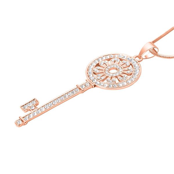 Wei&szlig;er Kristall-Anh&auml;nger mit Kette in Ros&eacute;goldton - 1,50 ct. image number 3