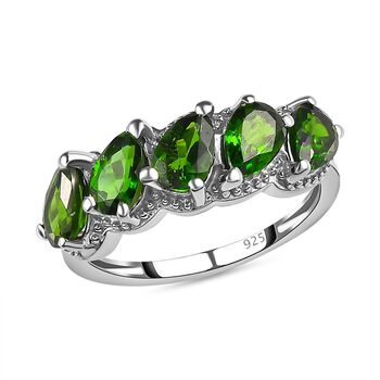 Nat&uuml;rlicher Chromdiopsid Ring, 925 Silber platiniert (Gr&ouml;&szlig;e 20.00) ca. 2.18 ct