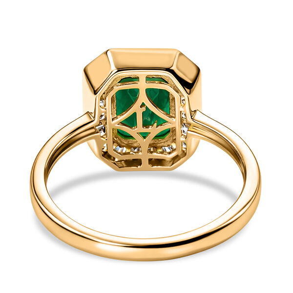 LUXURIANT - AA Socoto Smaragd, Lab Grown Diamant Ring 925 Silber 750 Gelbgold Vermeil (Gr&ouml;&szlig;e 17.00) ca. 1,88 ct image number 5