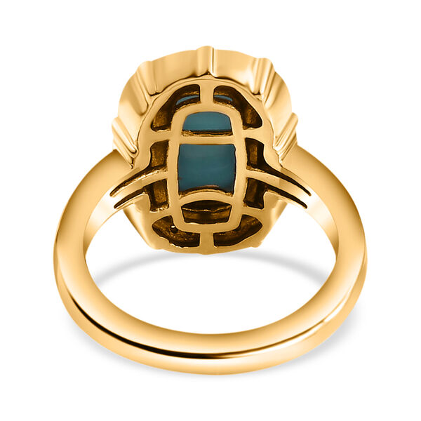 Nat&uuml;rlicher Sleeping Beauty T&uuml;rkis und Zirkon Halo Ring 925 Silber 585 Vergoldet image number 6