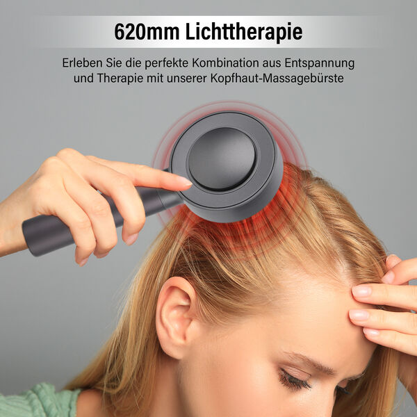 BEAUTECH Kopfhaut-Massagebürste mit rotem Therapielicht und 3 Massagestufen, 22x8,5x6 cm, Silber image number 3