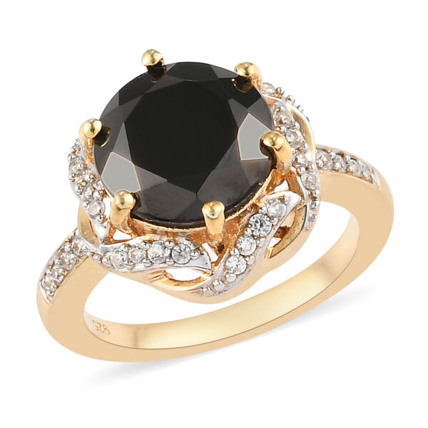 Shungit und Zirkon Ring 925 Silber vergoldet  ca. 2,76 ct image number 4