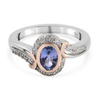 Tansanit und Zirkon Ring 925 Silber Bicolor (Größe 16.00) ca. 0,98 ct
