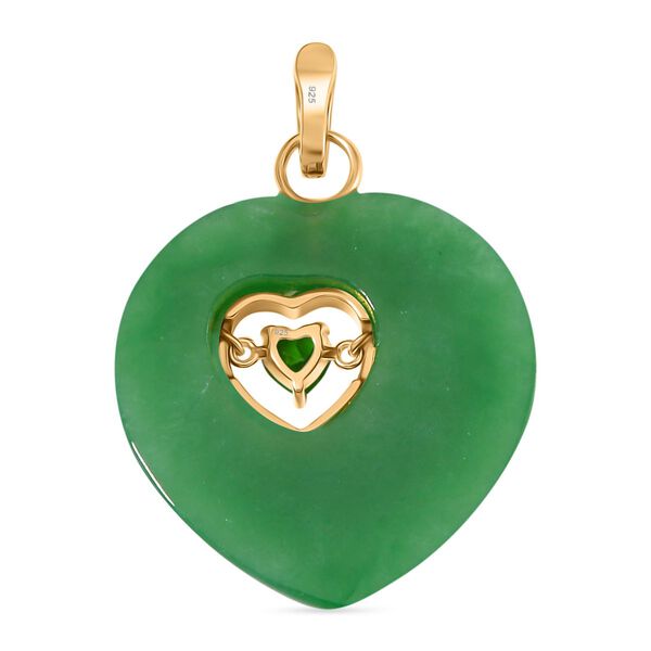 Grüne Jade, Natürlicher Chromdiopsid Anhänger 925 Silber Gelbgold Vermeil ca. 36,00 ct image number 5