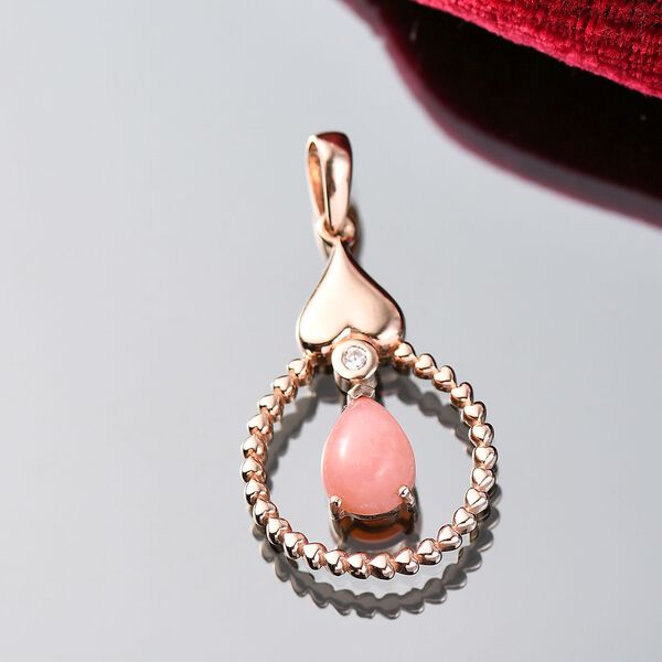 Herzklang - D joy AA Vinicunca-Peruanischer Opal, Weißer Zirkon Anhänger 925 Silber 750 rosévergoldet ca. 1.18 ct image number 2