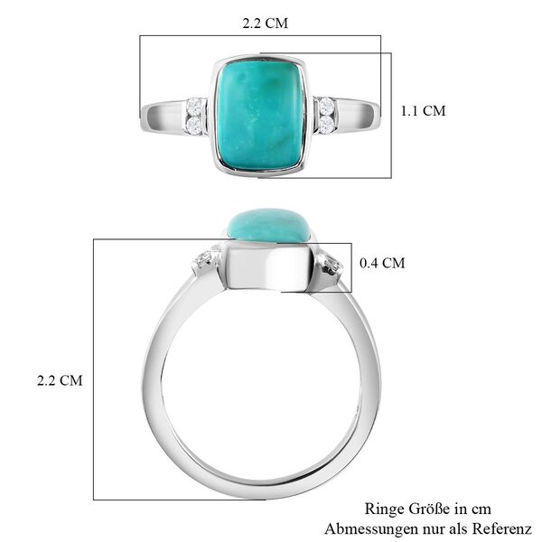Sierra Nevada Türkis und Zirkon Ring, 925 Silber platiniert, 2,20 ct. image number 7