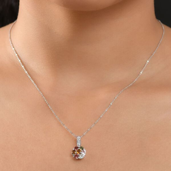 D joy Mehrfarbiger-Turmalin Anhänger mit Kette, 925 Silber platiniert ca. 1.49 ct image number 3