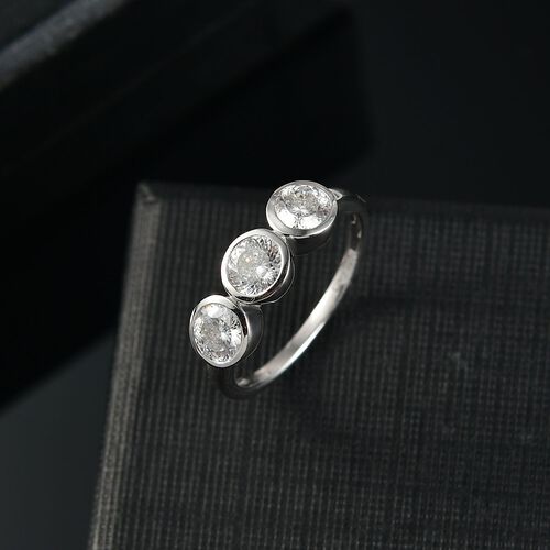 D’joy 100 Facetten Moissanit Ring 925 Silber rhodiniert (Größe 17.00) ca. 1,37 ct image number 1